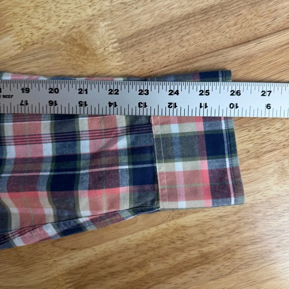 J. Crew‎ Men Large Pink Blue Summer Plaid Button Down Long Sleeve Shirt Cotton